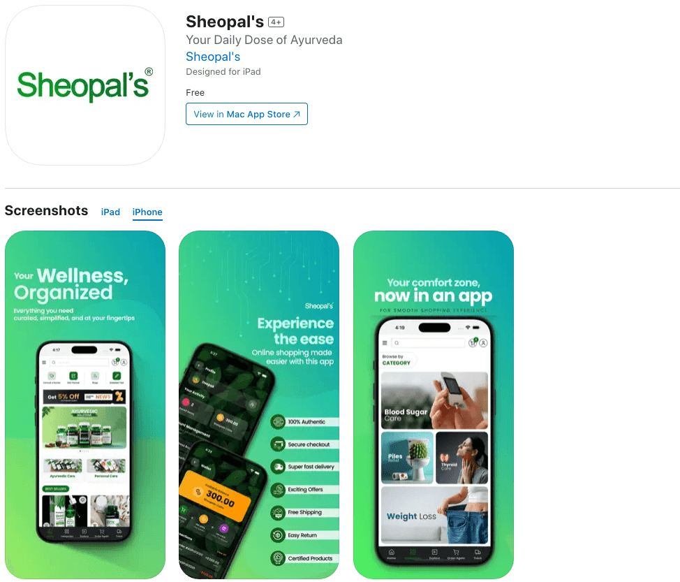 Sheopal's iOS App Screenshot